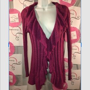Dress Barn Cranberry Merlot Ruffle Sweater Long